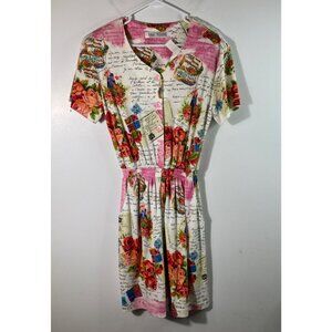 Womens Terri Ellen Floral French Romper‎ White Pink 8 Polyester Cotton